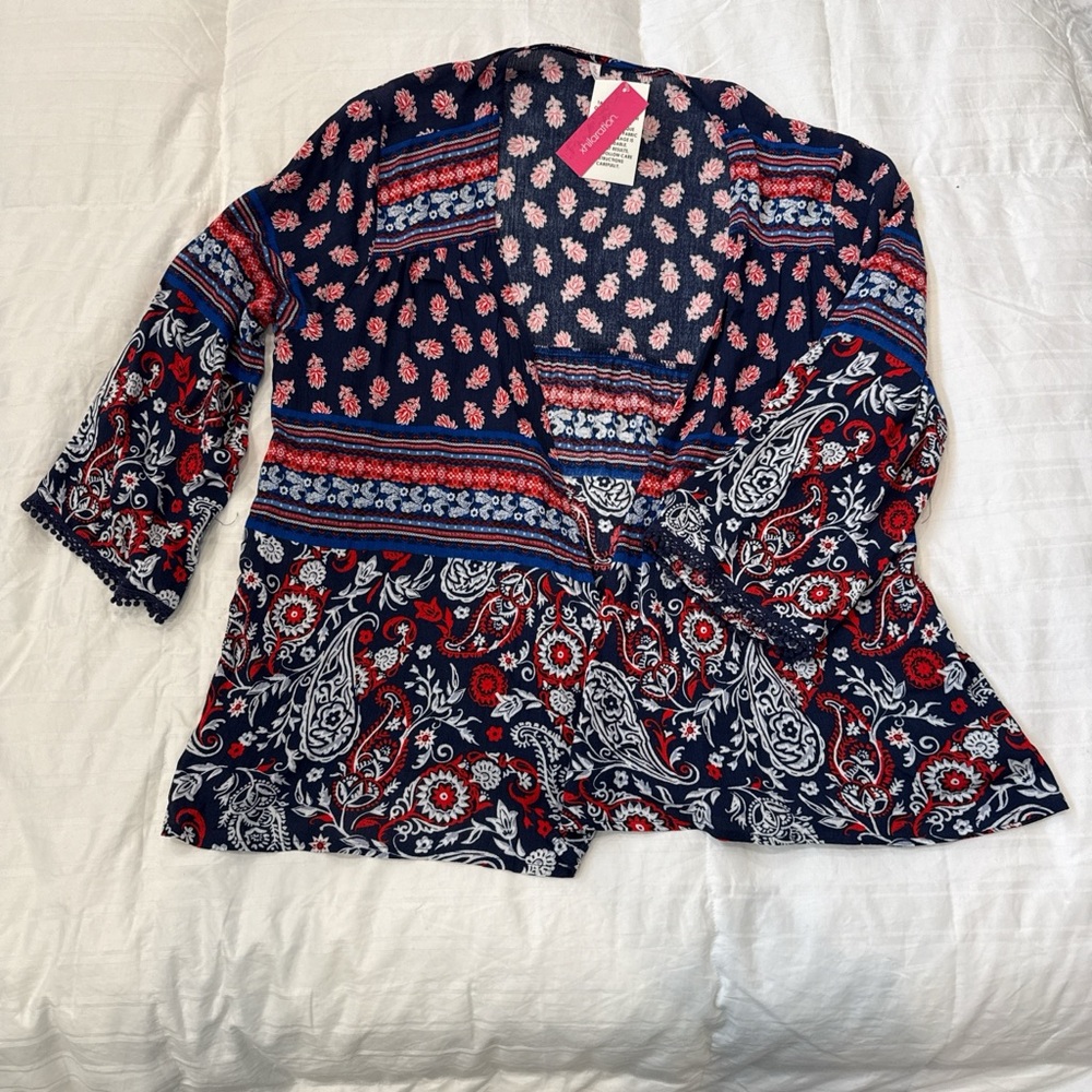 Exhilaration Multicolor Floral and Paisley Blouse